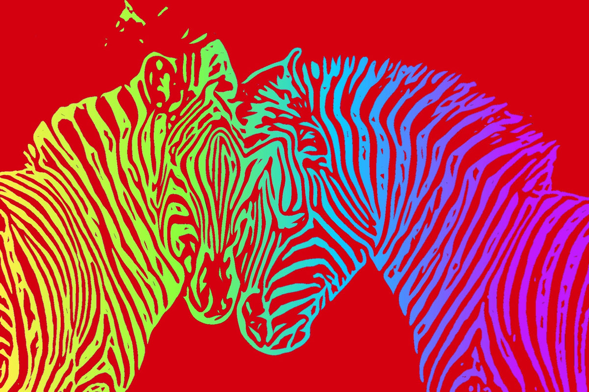 Cuadro pop art de cebras rojo - la obra