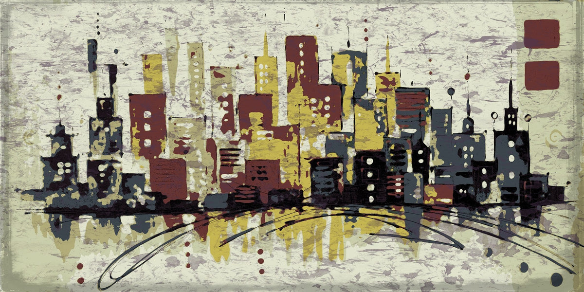 Cuadro Skyline Abstracto vintage - la obra