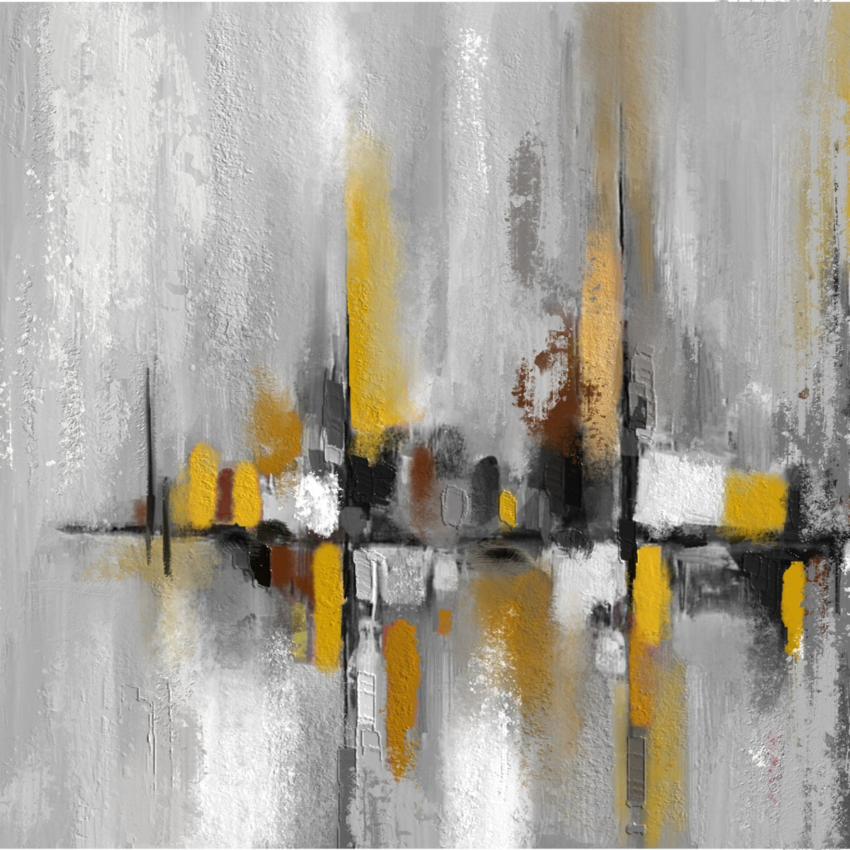 Díptico Abstracto mostaza y gris - la obra
