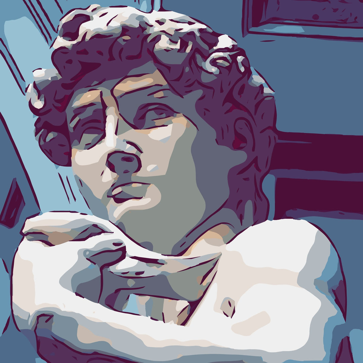 Cuadro del David en tonos azules - la obra