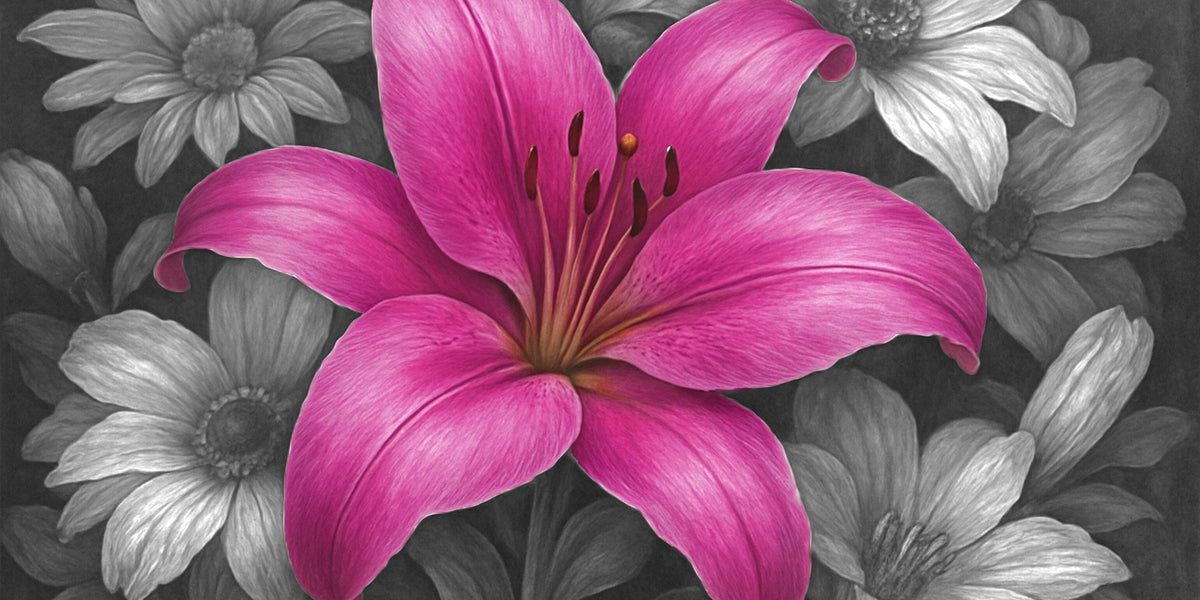 Cuadro de Flores Magenta impreso - la obra