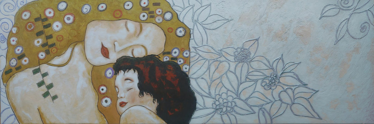 Cuadro Cabecero Madre e hijo de Klimt - la obra