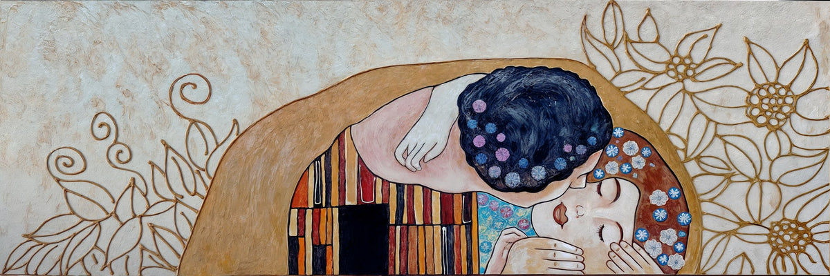 El beso de Klimt en cabecero - la obra