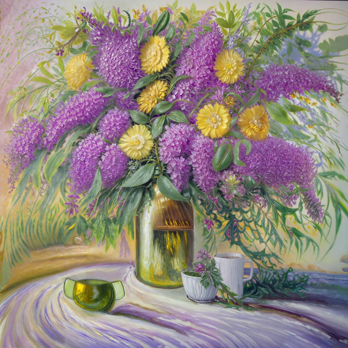 Cuadro jarron de flores Impresionista pintado - la obra