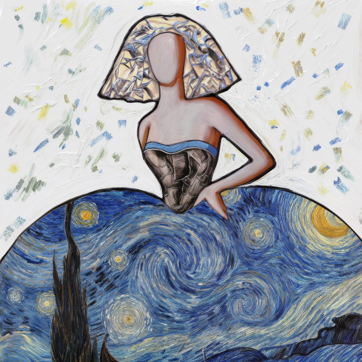 Cuadro de Menina moderna Van Gogh - la obra