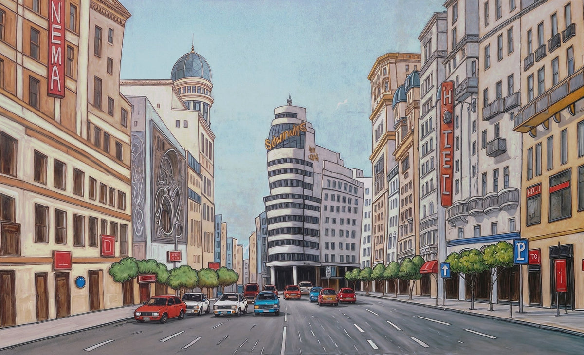 Cuadro Madrid Gran Vía edificio Schweppes - la obra