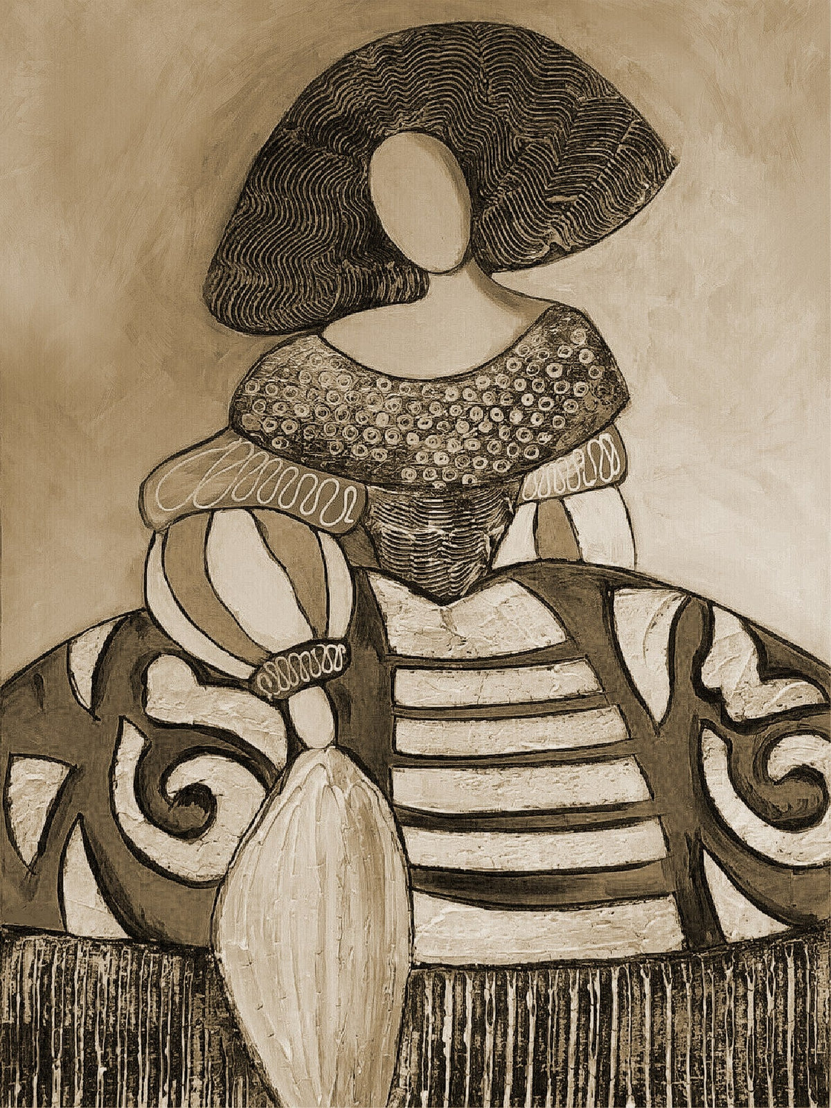 Cuadro Menina Moderna Sepia Gris - la obra