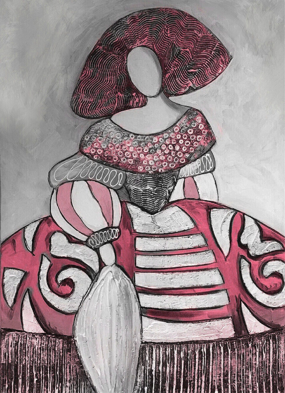 Cuadro Menina Rosa Texturada - la obra