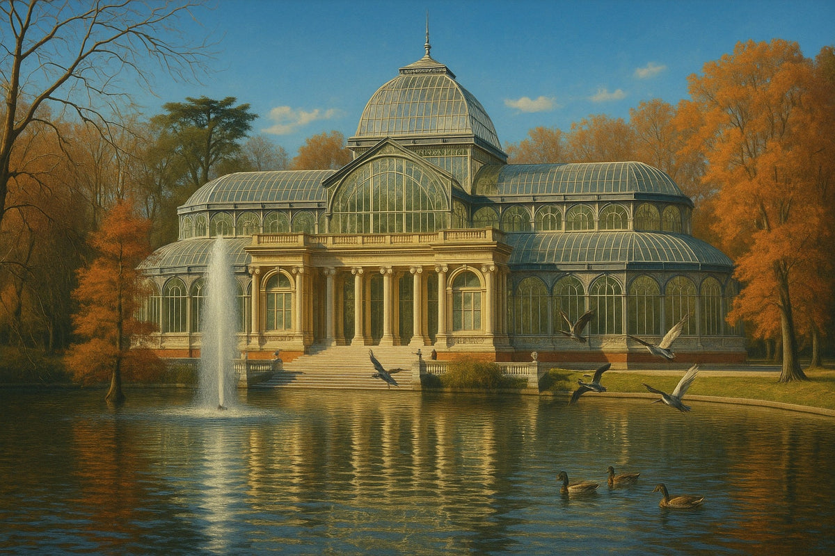 Cuadro del palacio de cristal de Madrid - la obra