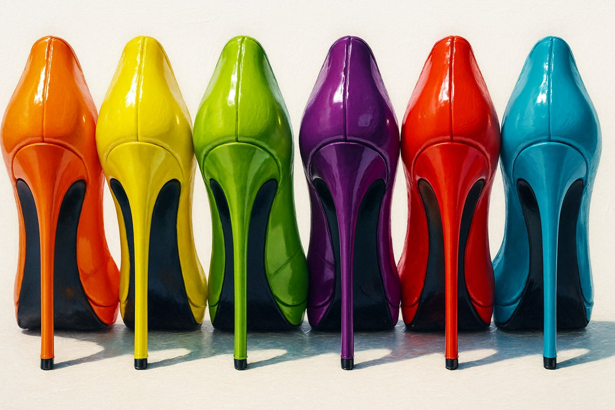 Cuadro de zapatos de tacón de colores - la obra