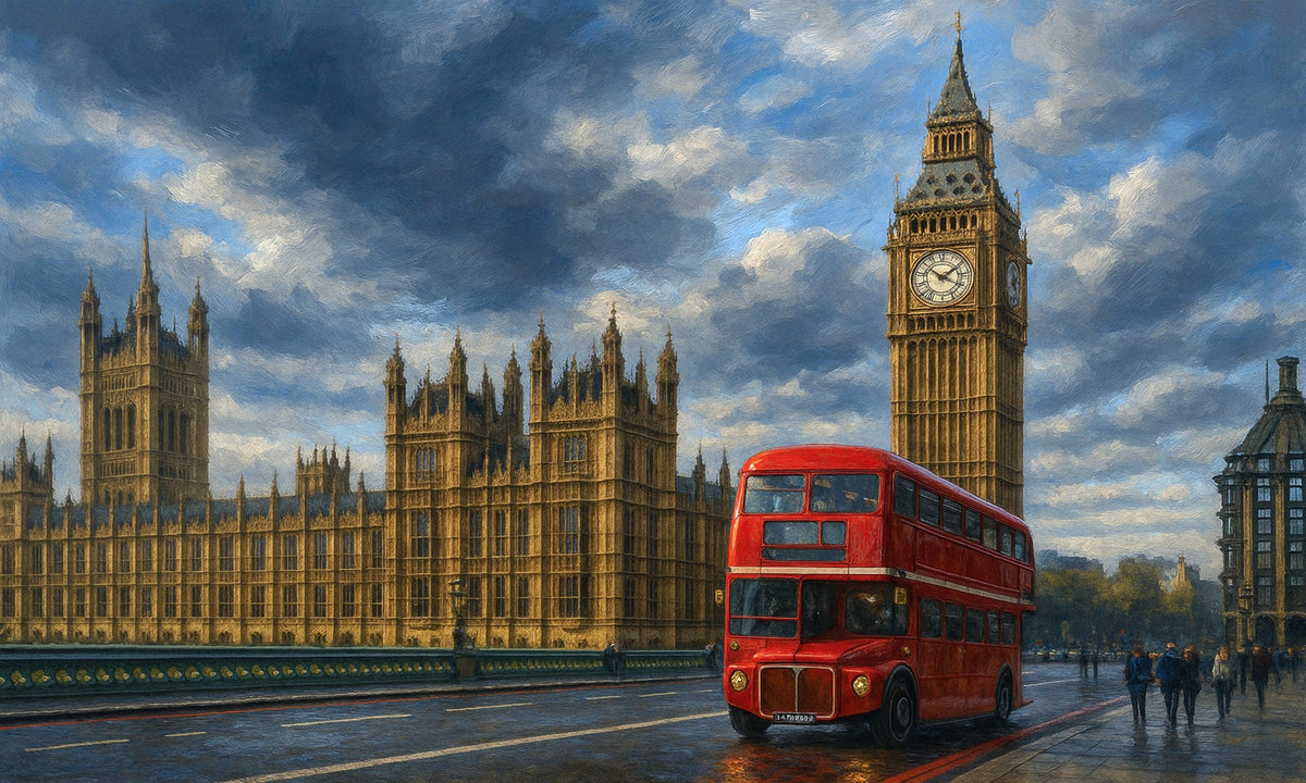Cuadro autobus y parlamento de Londres - la obra