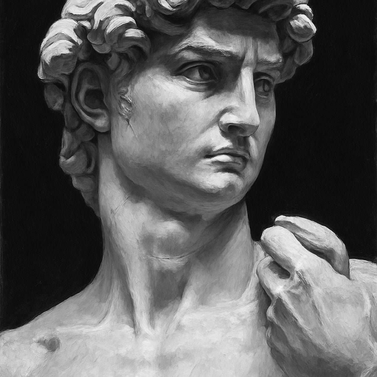 Cuadro David Miguel Angel blanco y negro - la obra