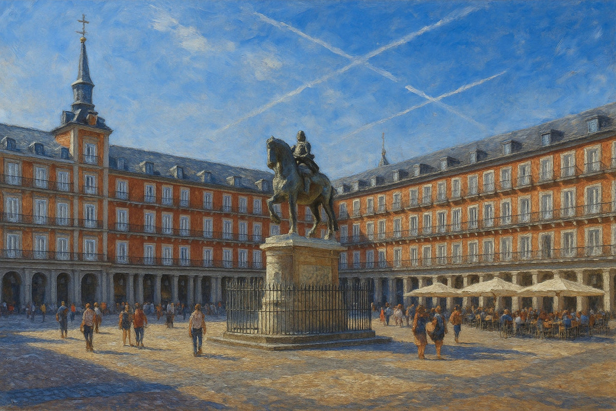 Cuadro urbano de Madrid Plaza mayor - la obra