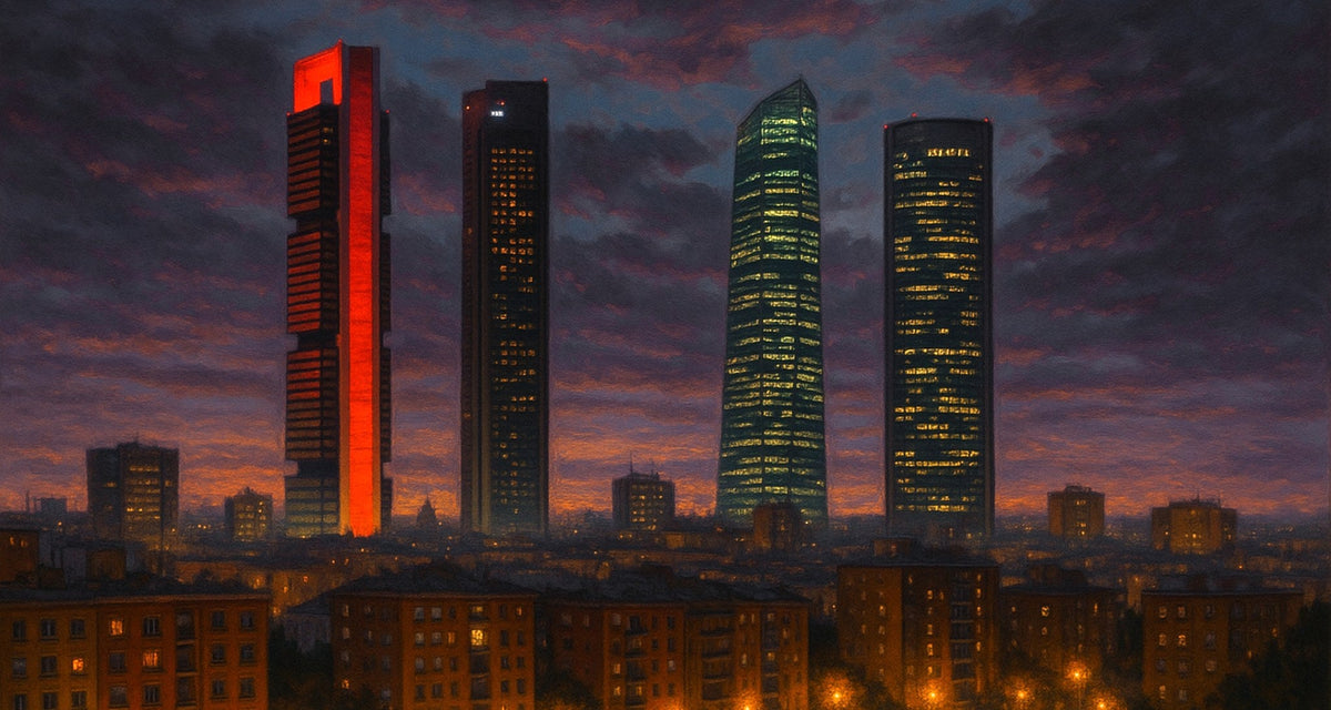 Cuadro de lasTorres Madrid al atardecer - la obra