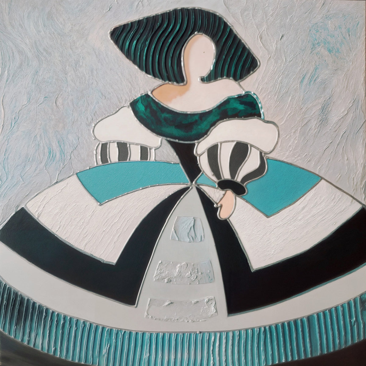 Cuadro de menina moderna en turquesa - la obra