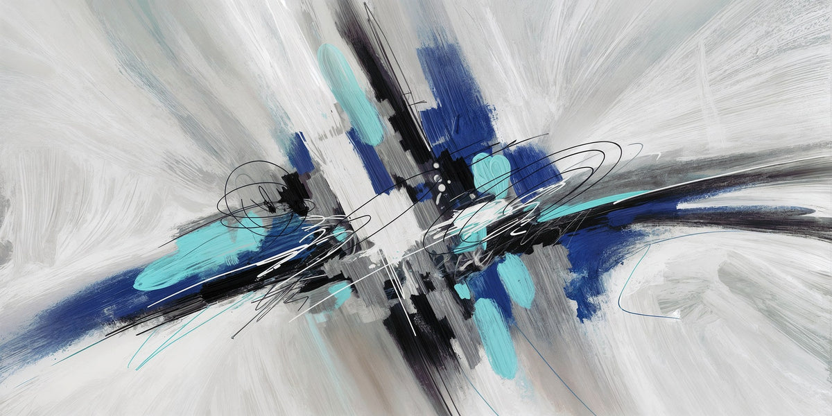 Cuadro Abstracto azul con texturas - la obra