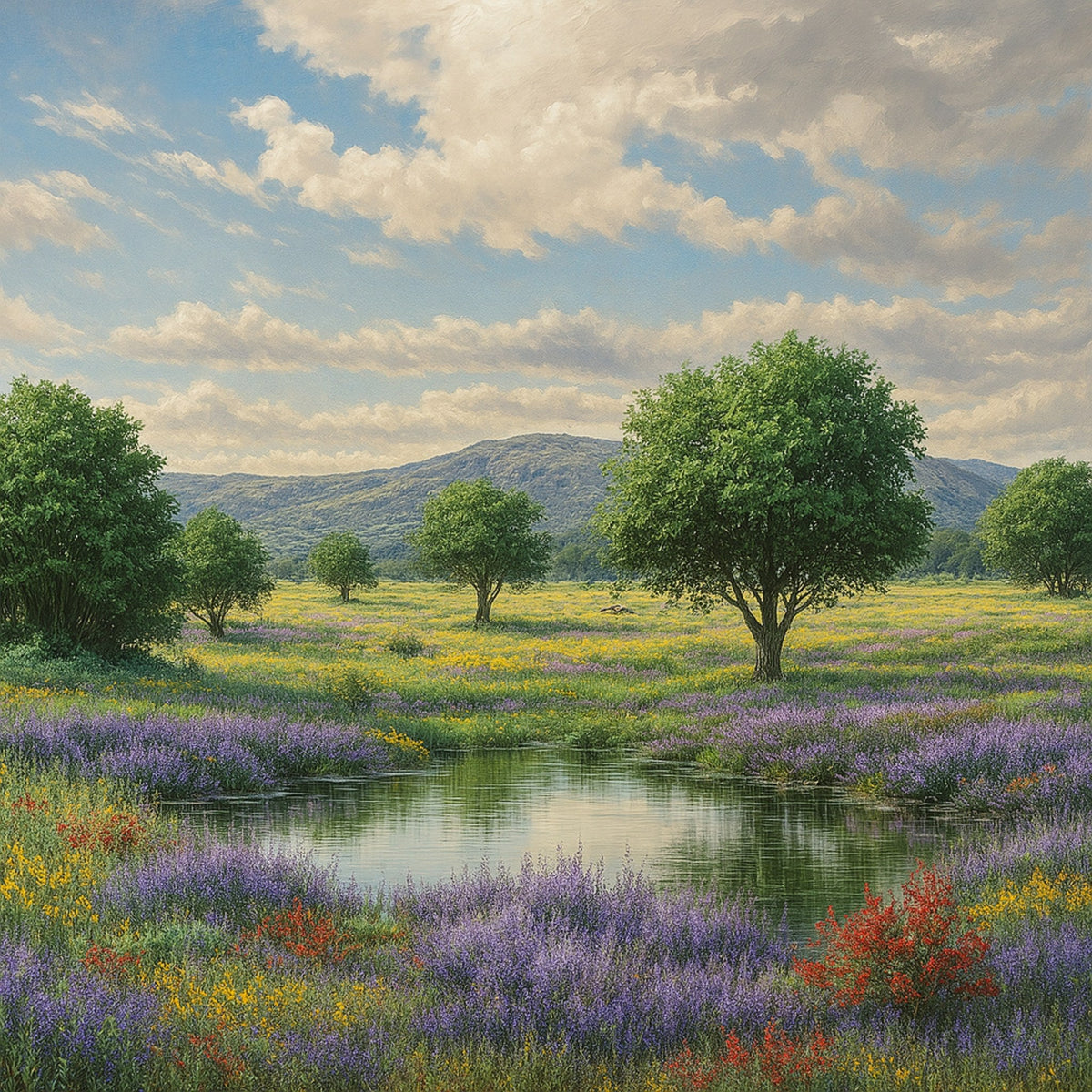 Cuadro paisaje dehesa con árboles - la obra