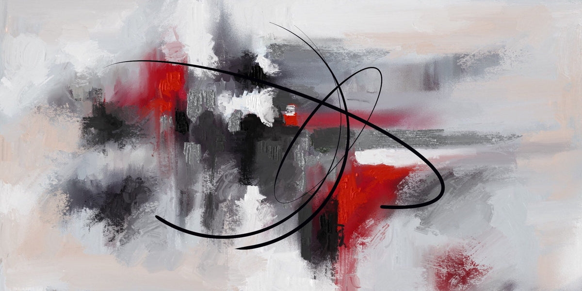 Abstracto rojo y negro con grafismo - la obra