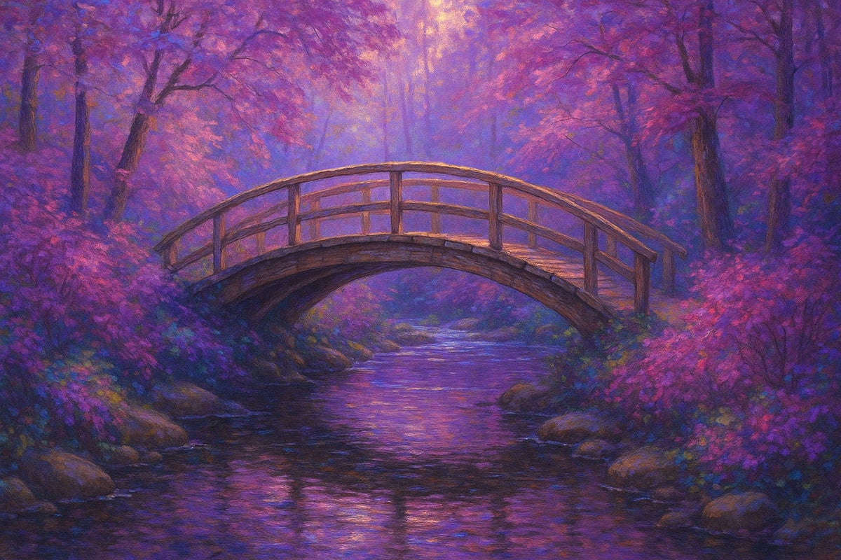 Cuadro de paisaje Malva con puente - la obra