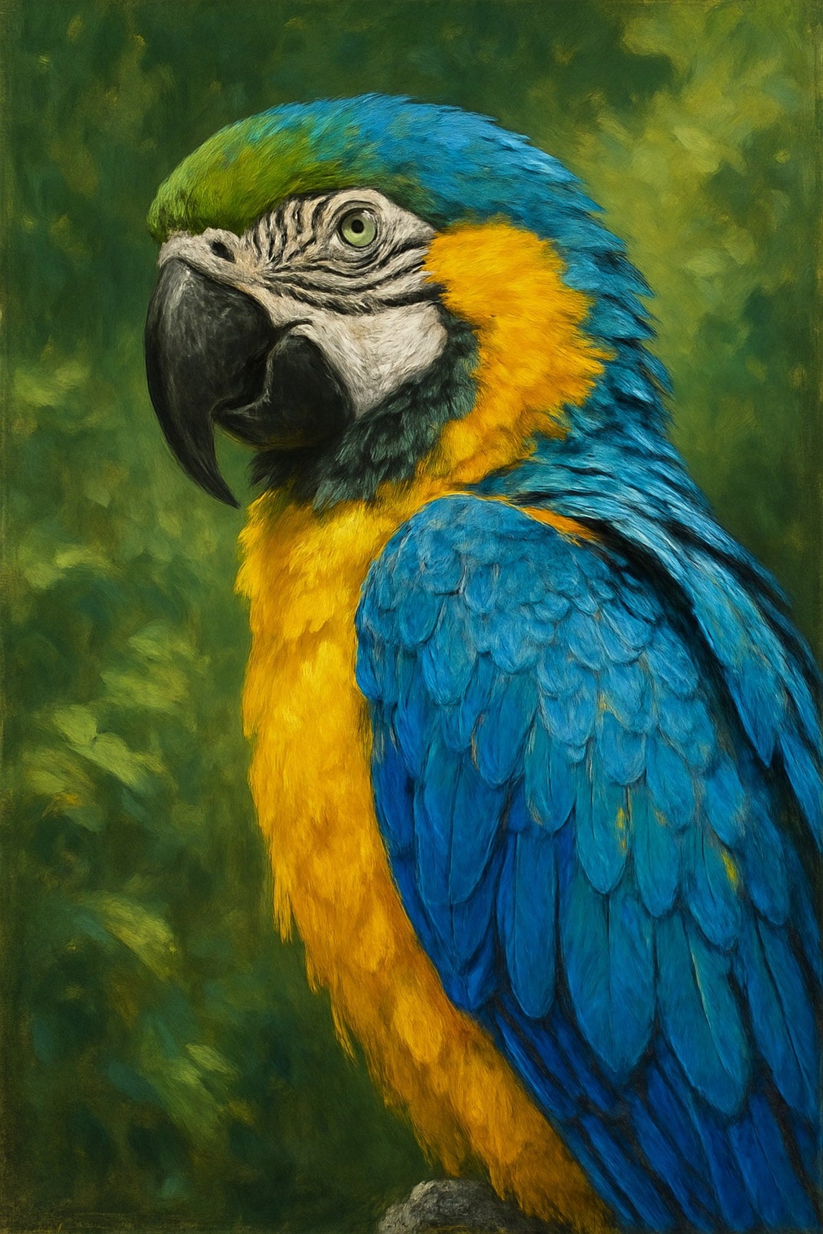 Cuadro de Guacamayo en vertical - la obra