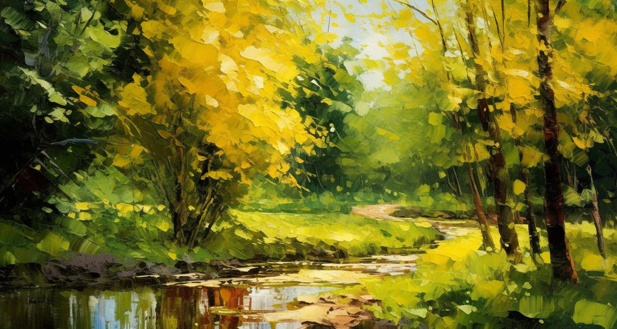 Cuadro de Paisaje en verde y amarillo - la obra