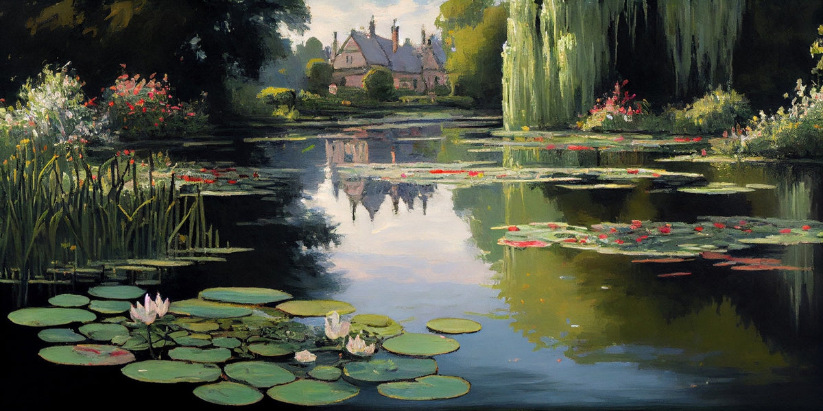 Cuadro de Paisaje Con nenúfares y agua - la obra