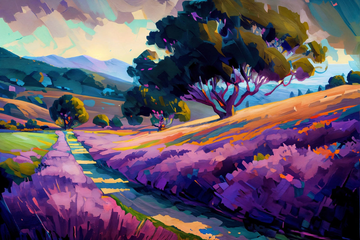 Cuadro de paisaje campestre y árboles - la obra