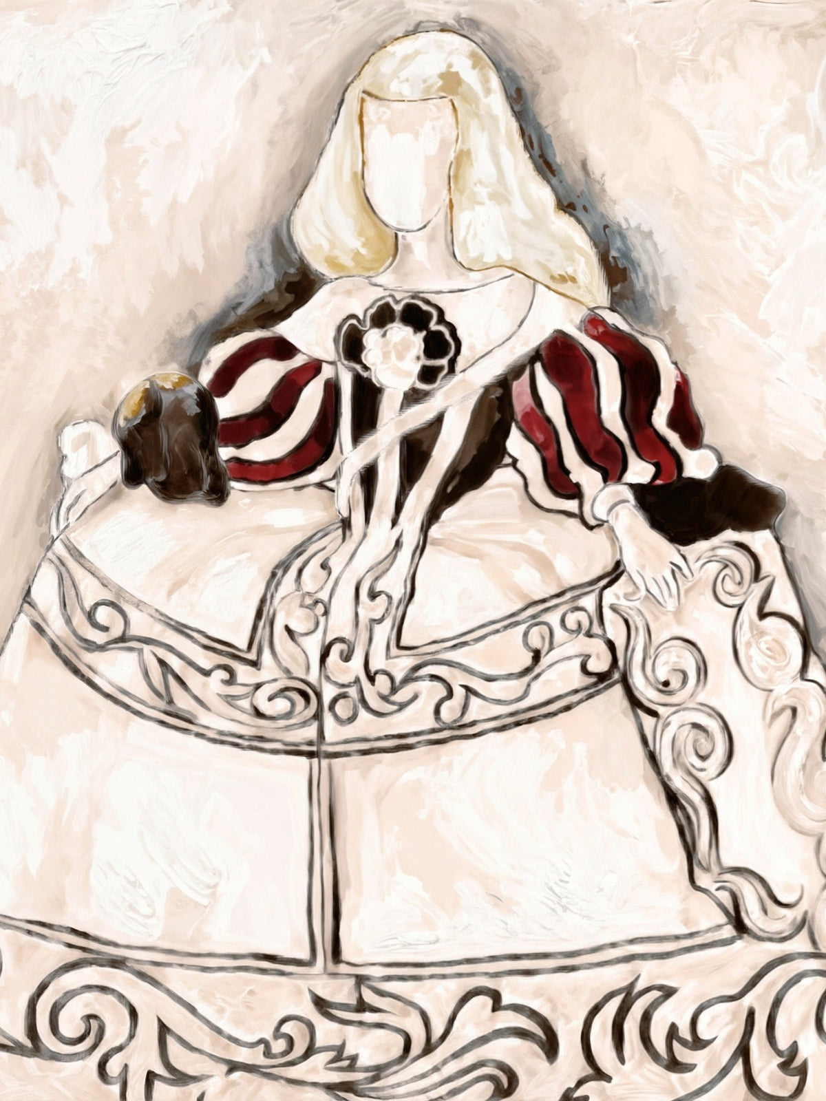 Cuadro de menina moderna sepia - la obra