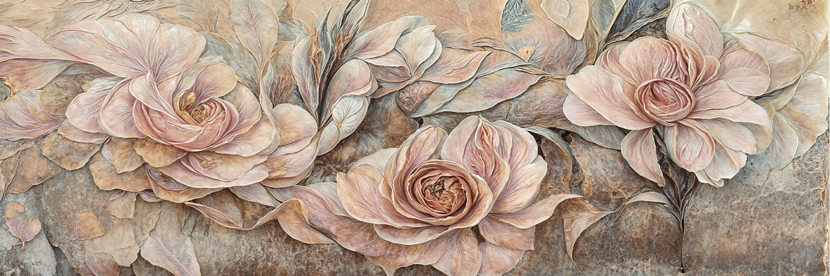 Cuadro moderno flores monocromático - la obra