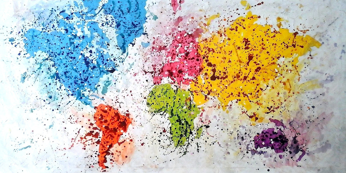 Cuadro de Mapa Mundi colorido - la obra