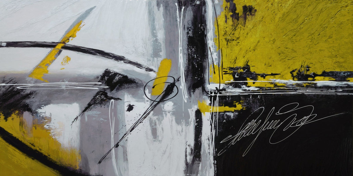 Cuadro Abstracto Amarillo Mostaza - la obra