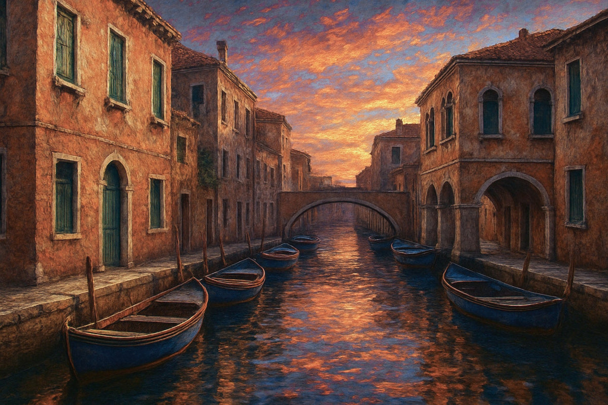 Cuadro de canal de Venecia al atardecer - la obra