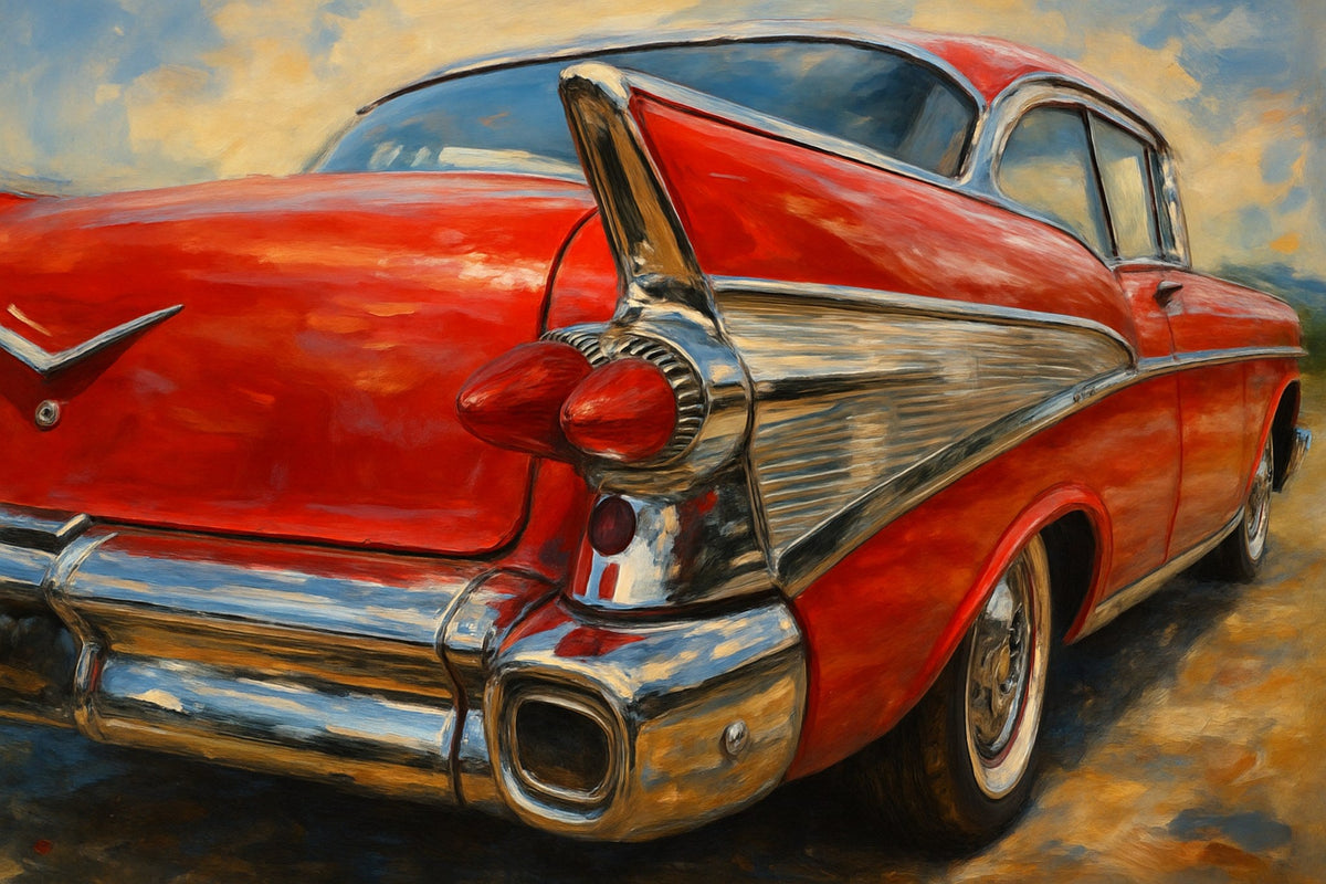 Cuadro detalle de coche vintage en rojo - la obra