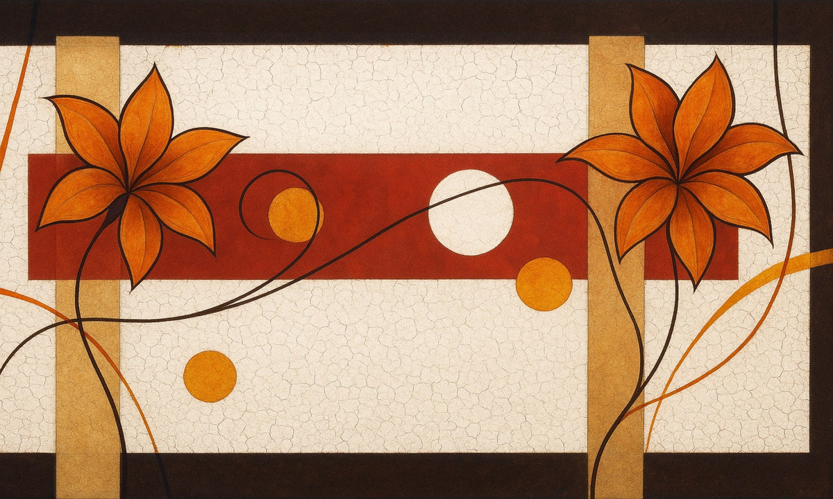 Cuadro cabecero abstracto y flor - la obra