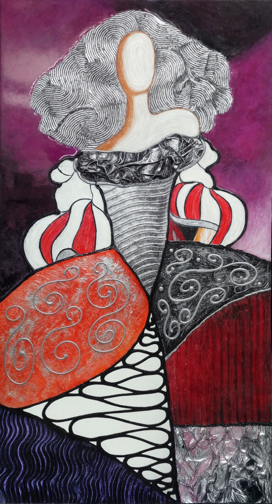 Menina con pelo gris en vertical - la obra