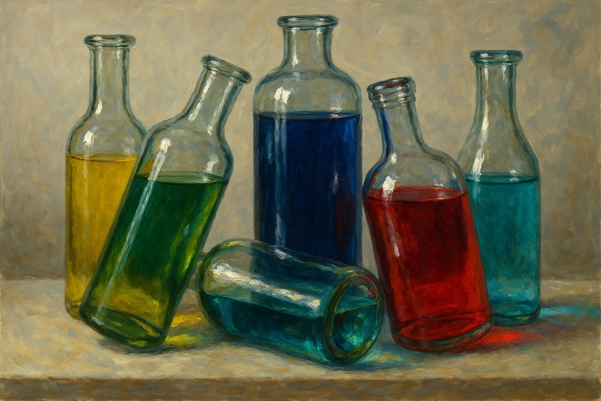 Bodegón de Botellas de colores - la obra
