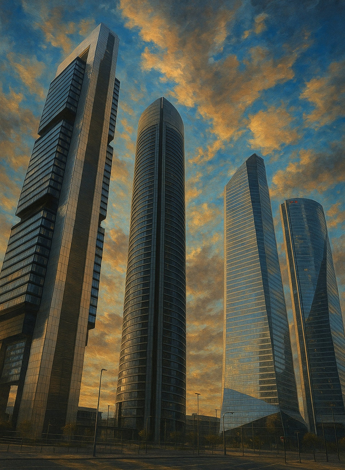 Cuadro vertical con Torres de Madrid - la obra