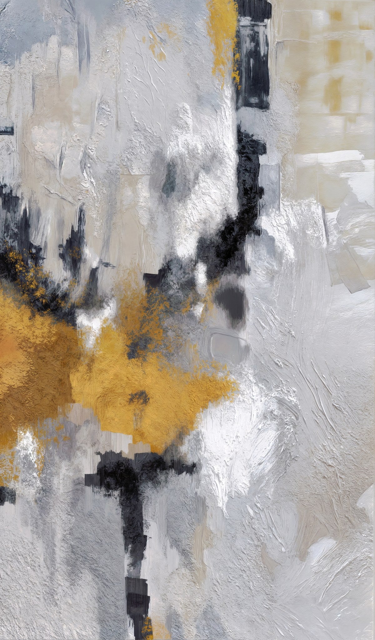Cuadro abstracto mancha mostaza - la obra