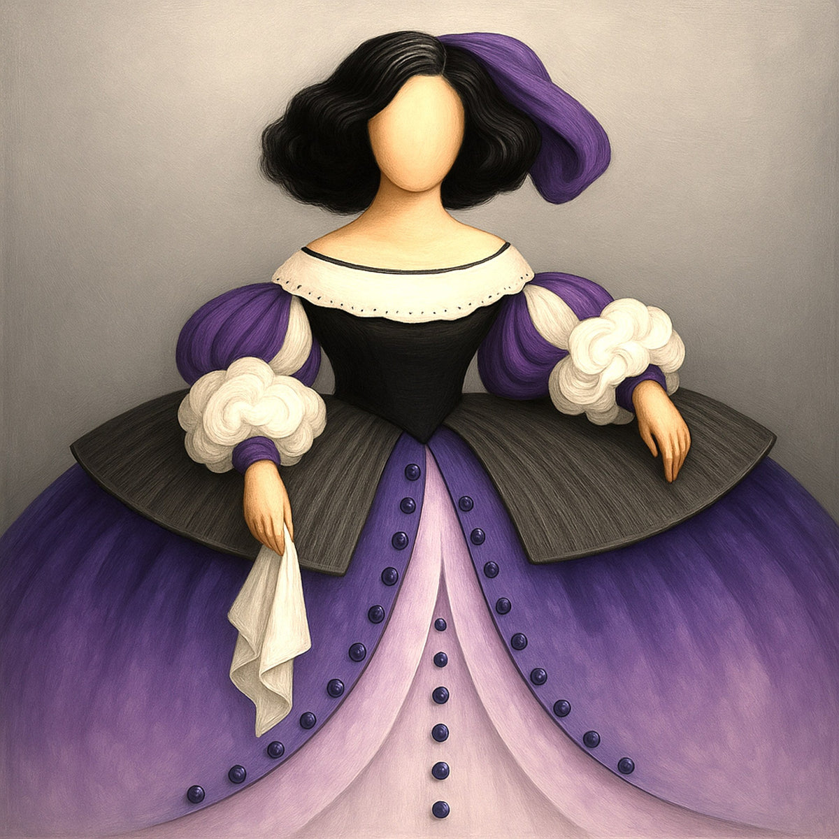 Cuadro de Menina blanco y malva - la obra