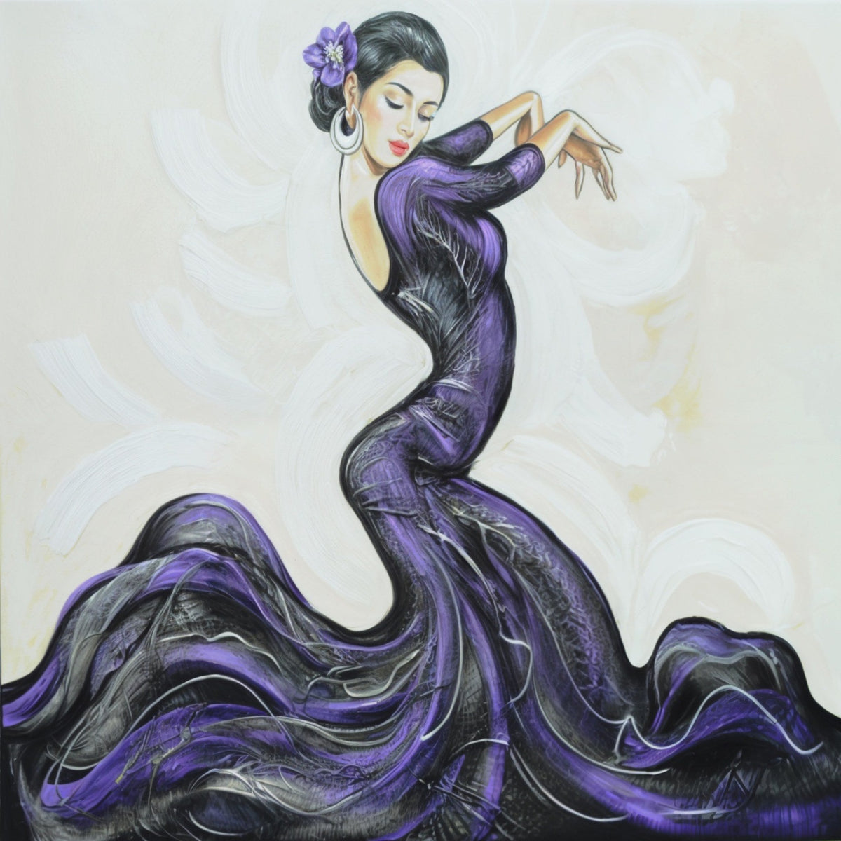 Cuadro de Flamenca en malva - la obra