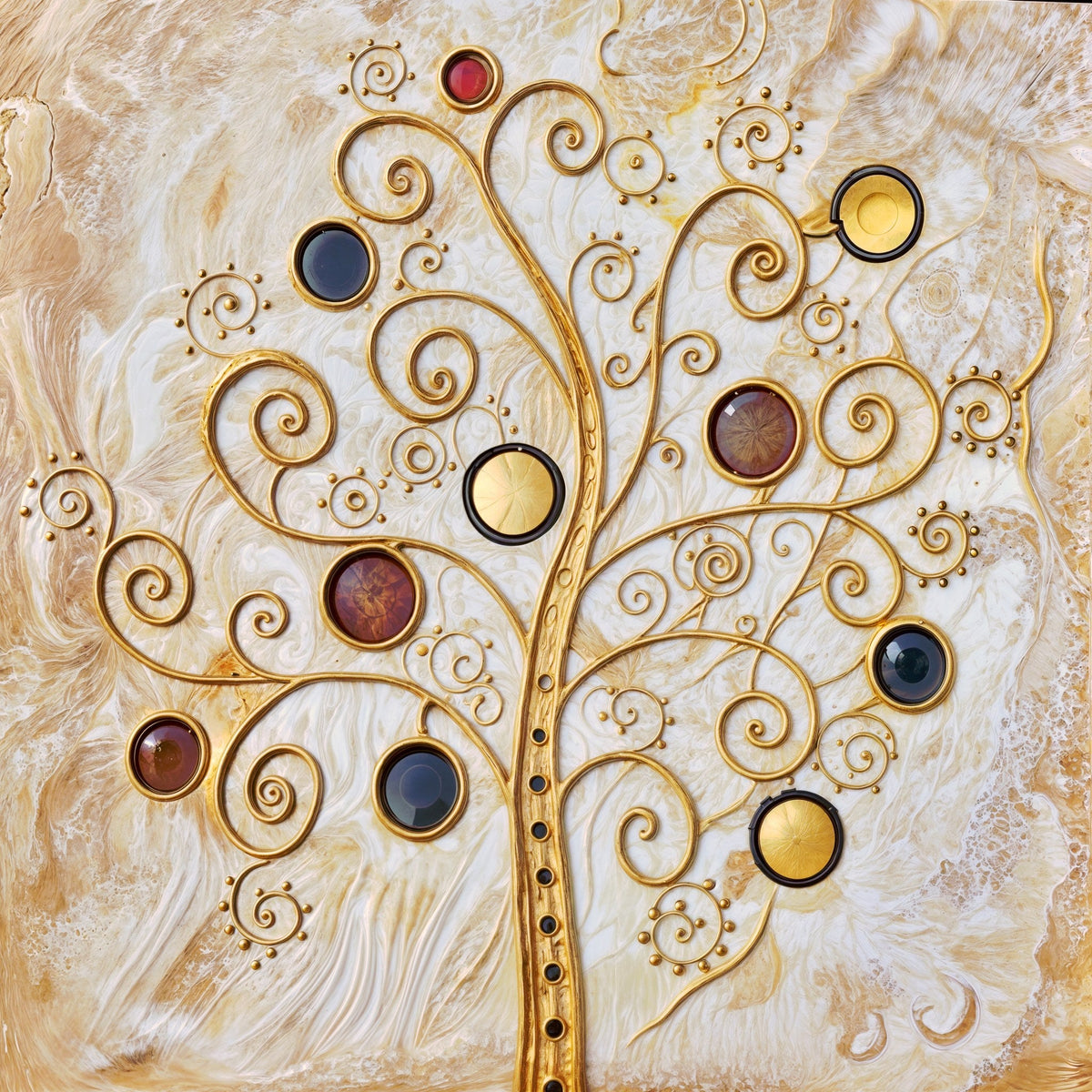 Cuadro Árbol de la vida en ocre - la obra