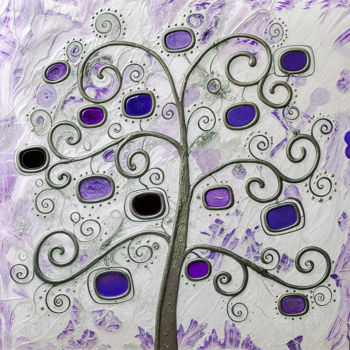 Cuadro Árbol de la vida en Grises - la obra