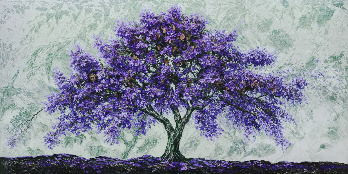 Cuadro de Árbol malva con texturas - la obra