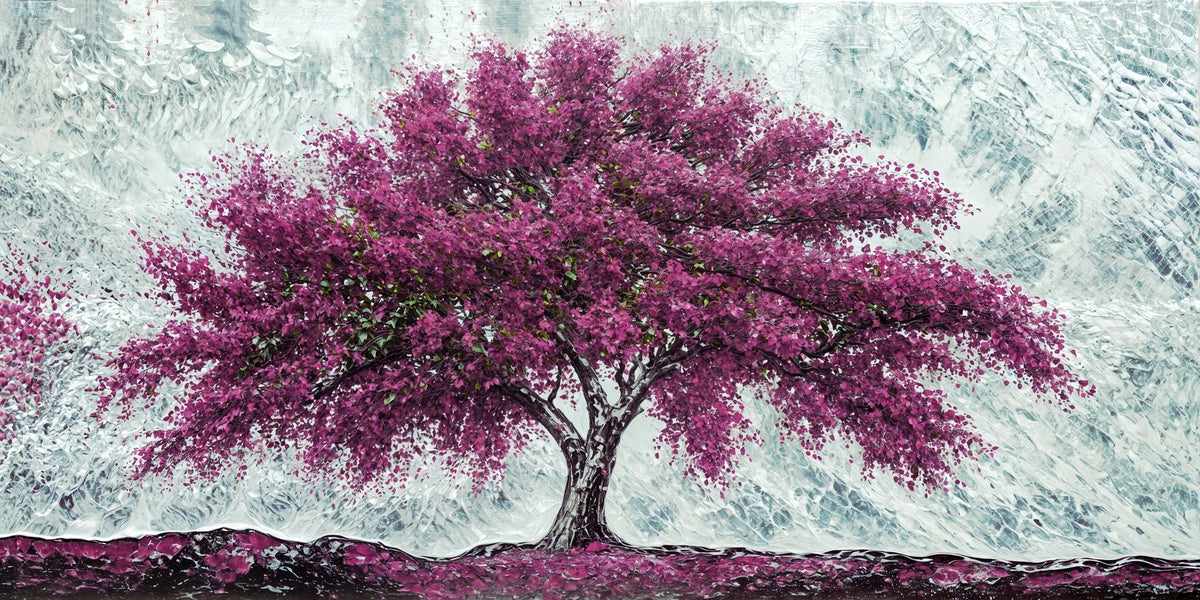 Cuadro de Árbol magenta texturas - la obra