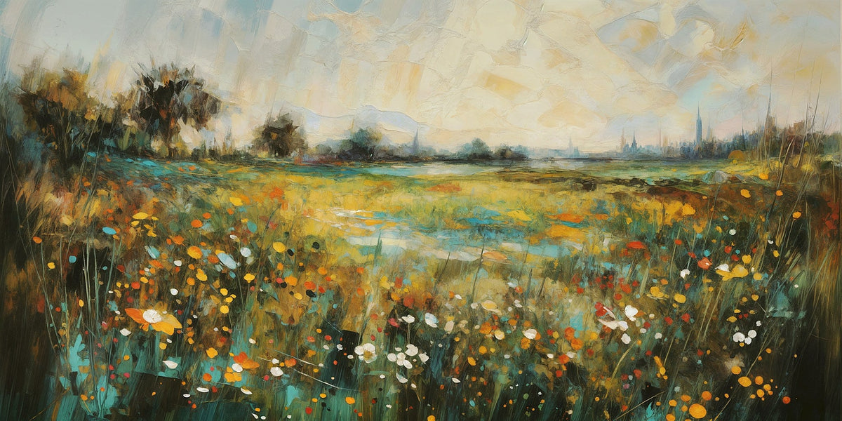 Cuadro de Paisaje y flores en Otoño - la obra