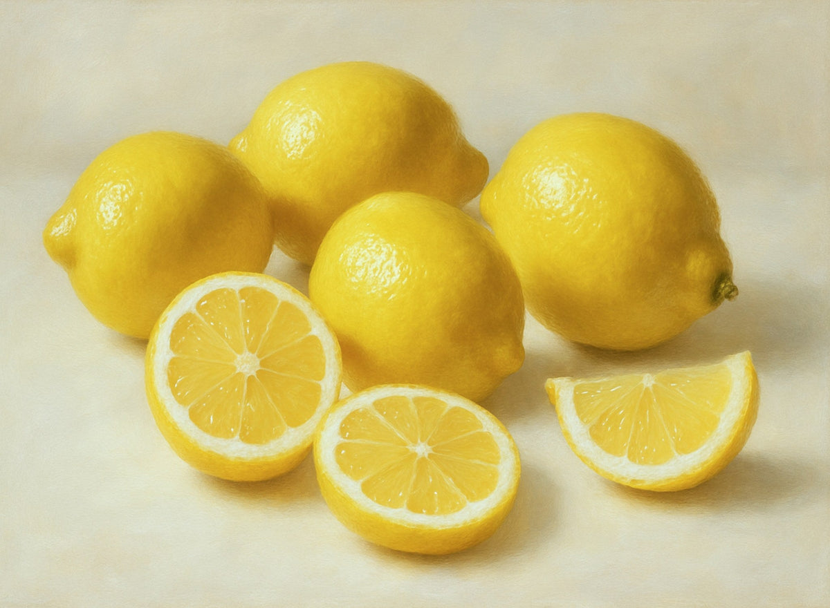 Cuadro de bodegón con limones - la obra