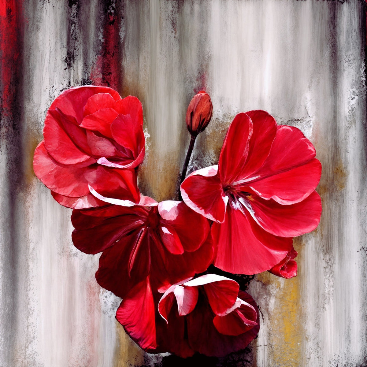 Cuadro Flores Geranios Rojos - la obra