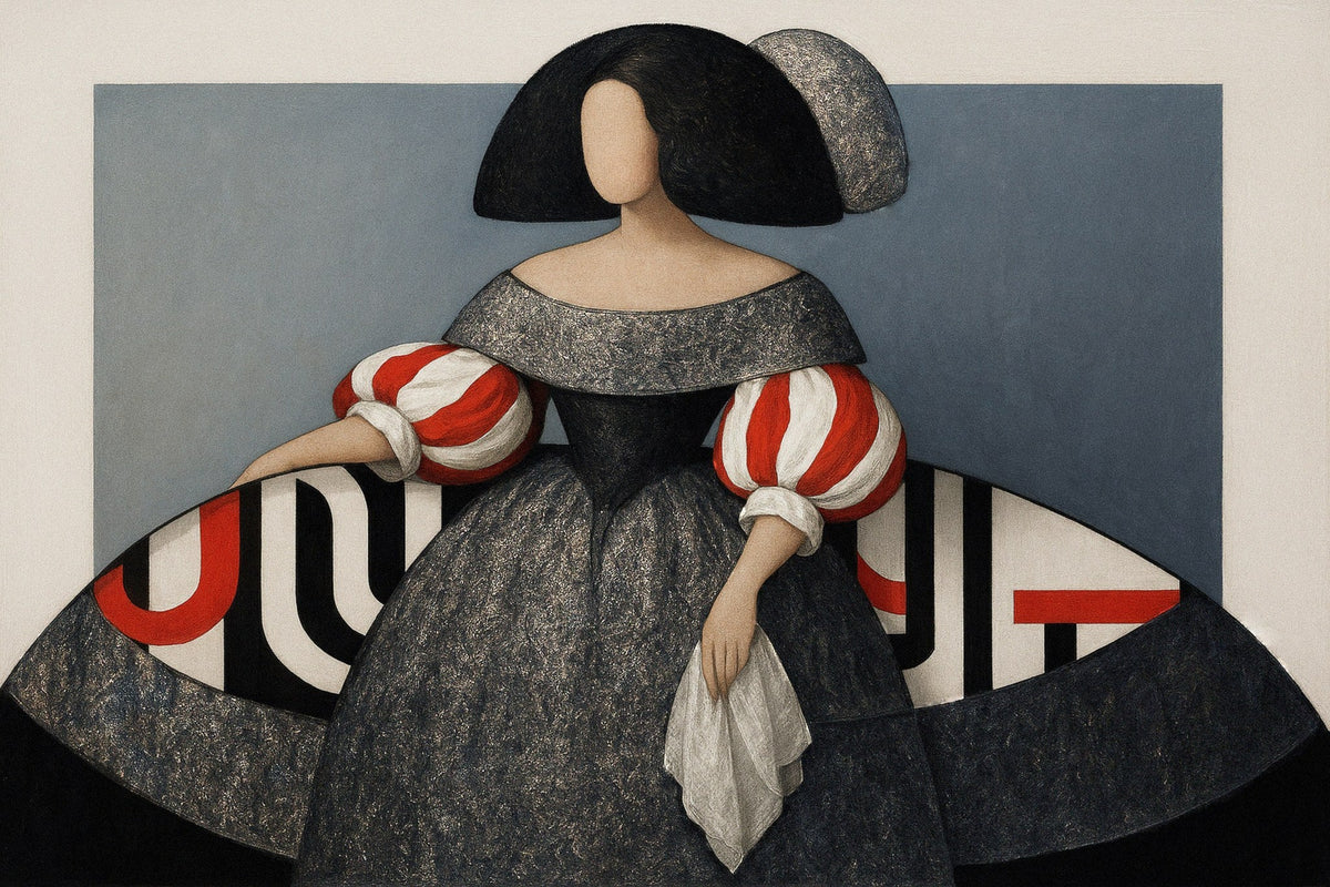 Cuadro Menina Apaisada roja y gris - la obra