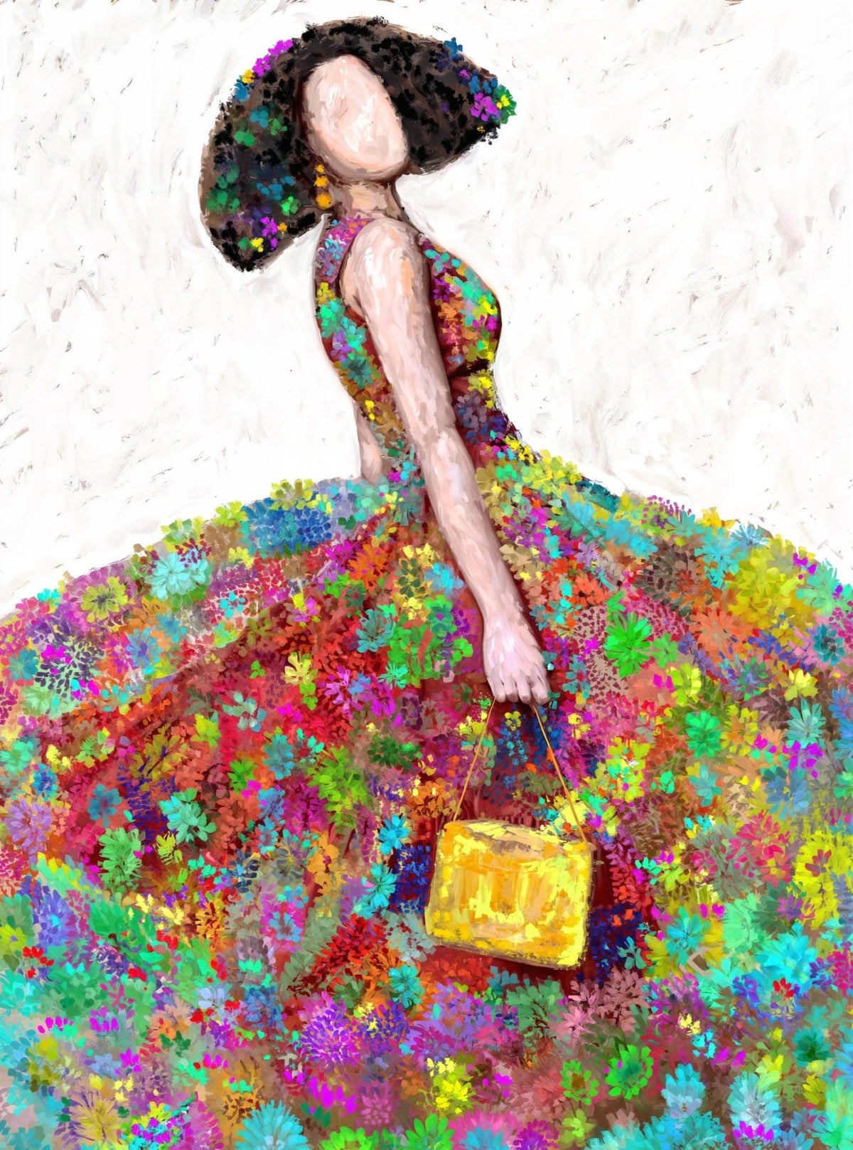 Cuadro de Menina Vertical con Flores - la obra