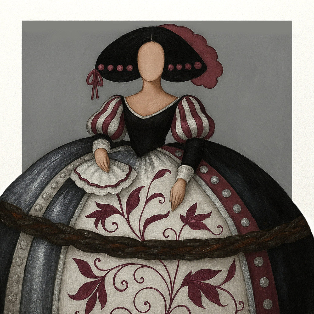 Cuadro de Menina gris y rojo carmín - la obra
